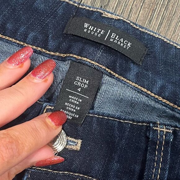 White House Black Market Straight Leg Jeans Cropped High Rise Dark Wash Size 4 - Picture 7 of 11